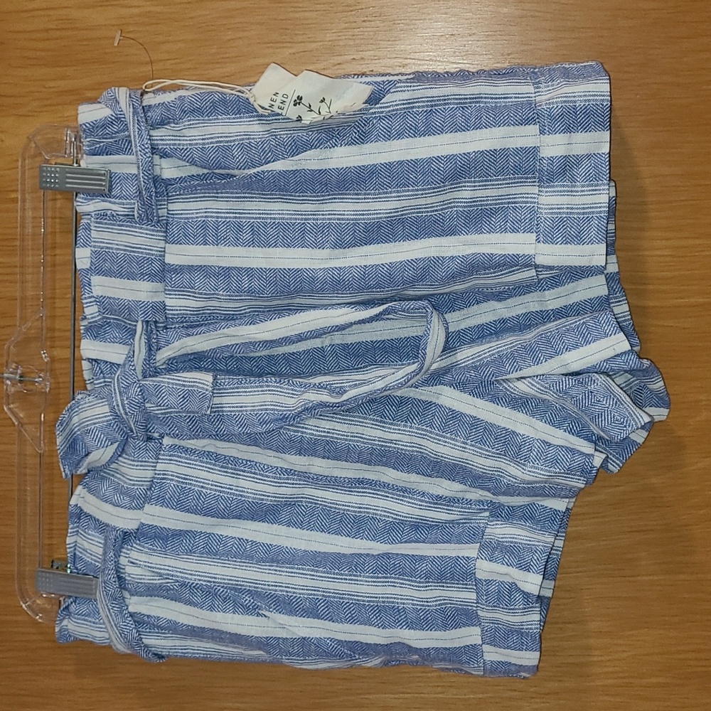 Indigo Rein Striped Linen Blend Shorts